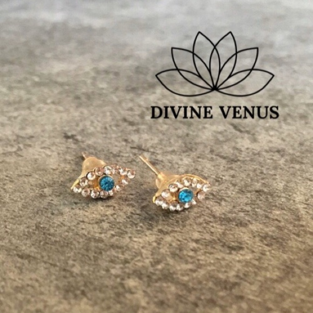 Evil Eye Minimalist Earrings - Picture 4 of 4